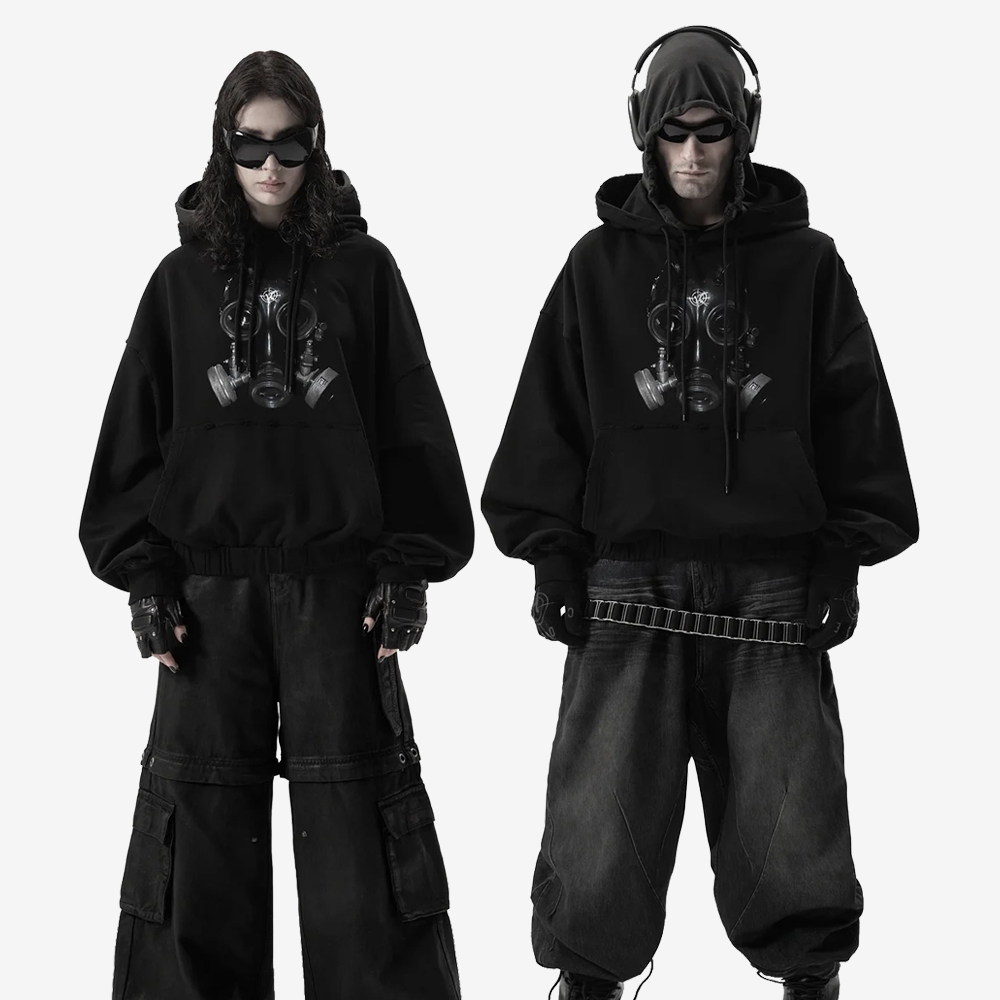 GASMASK Hoodie, Black/Grey