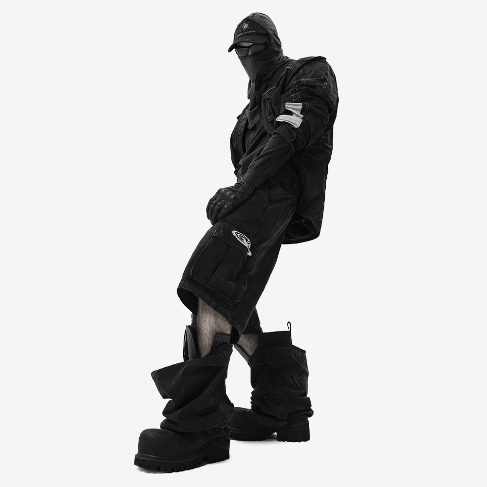 BLACK OPS Cargo Jeans, Black/White#113006