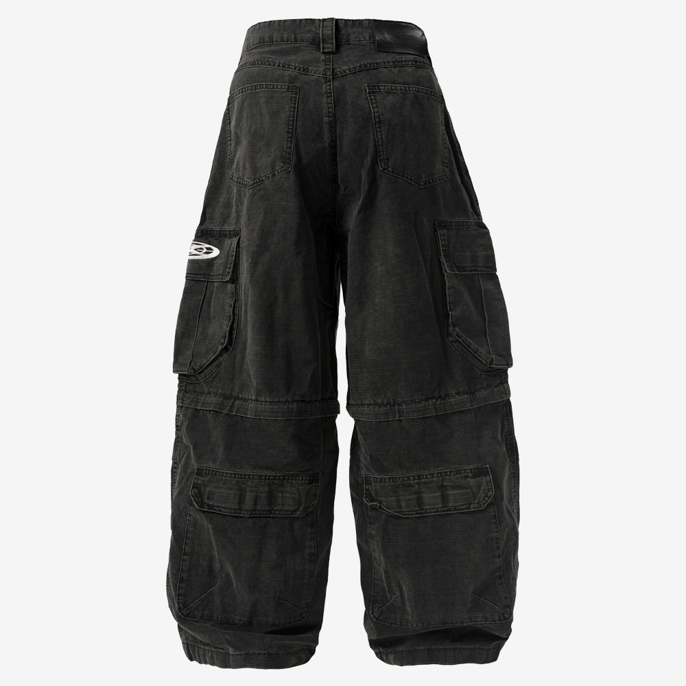BLACK OPS Cargo Jeans, Black/White#113005
