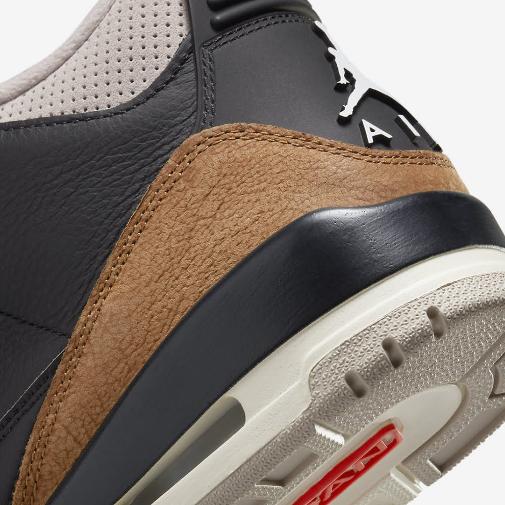 AJ 3 Retro, Black/Rush Orange-Fossil Stone#86554