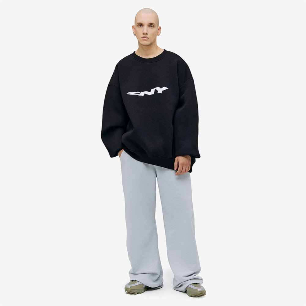 Wavy Logo Sweatshirt, Black#93156