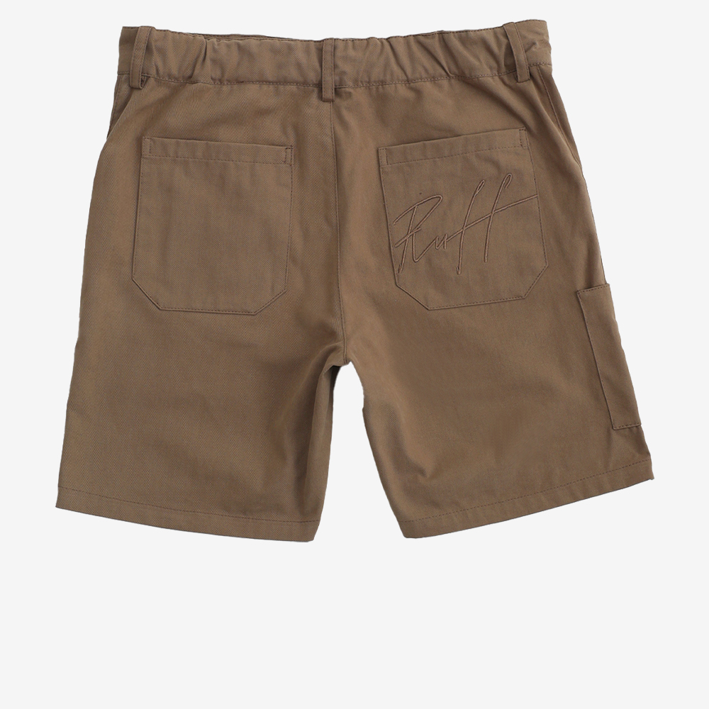 Cargo Embroidered Cursive Shorts, Beige #112042