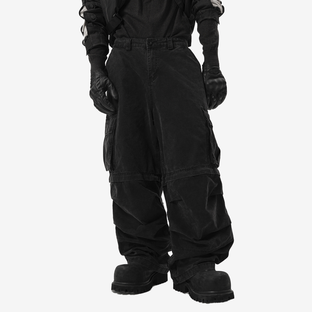 BLACK OPS Cargo Jeans, Black/White