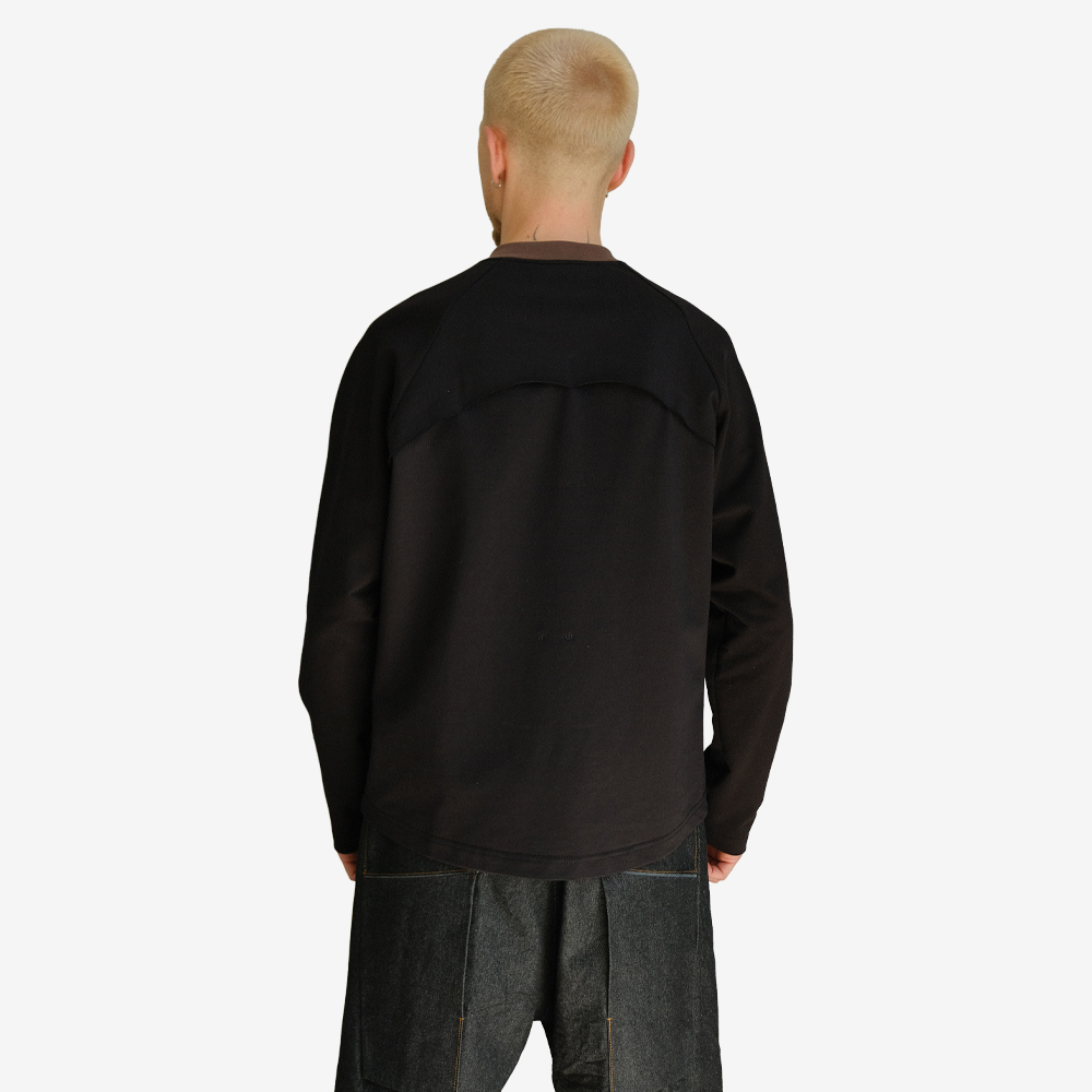 Capsule "in   air" Cotton-Velvet Viscose Longsleeve, Black/Dark Brown#112820