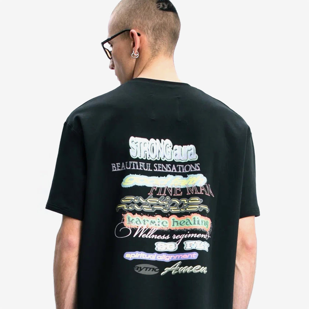 WordArt Affirmations T-Shirt, Black/Eqt Yellow#85690