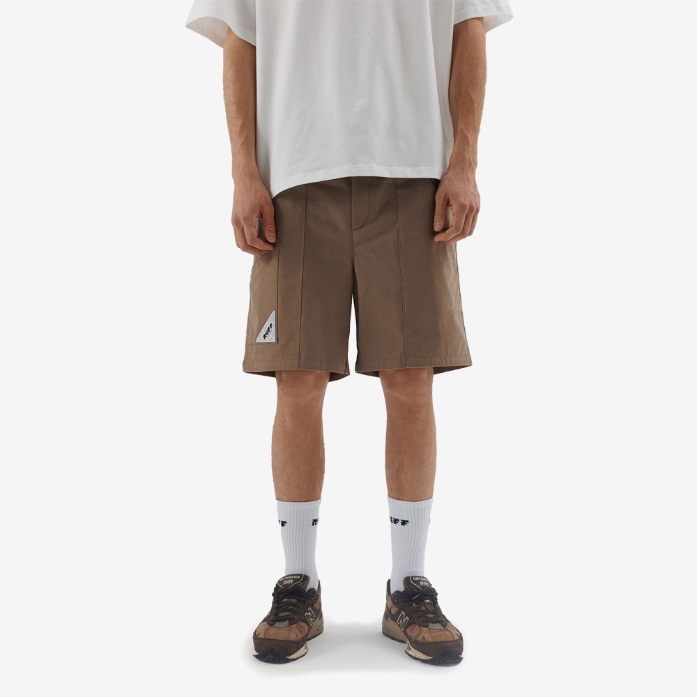 Cargo Embroidered Cursive Shorts, Beige #112035