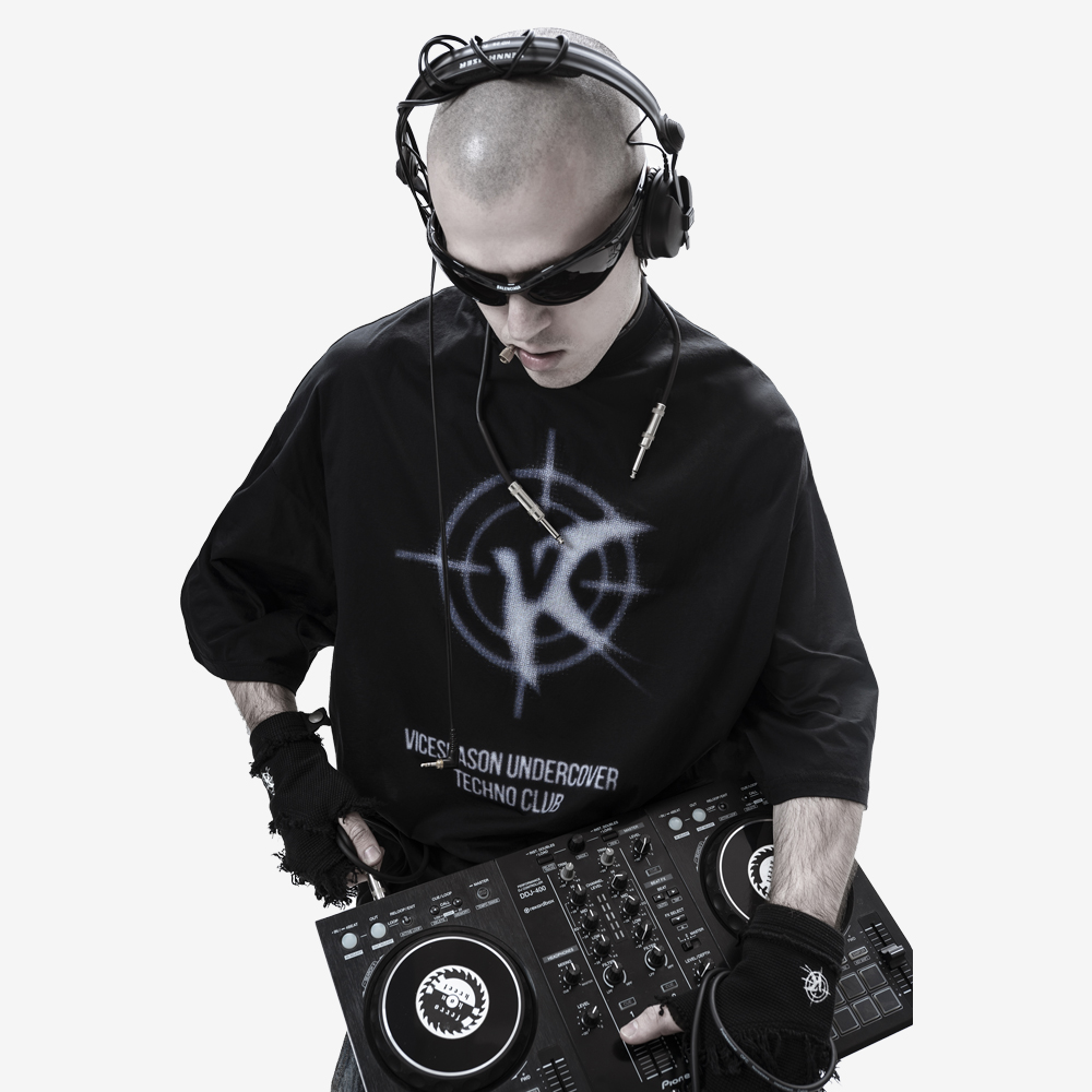 Techno Club Tee, Black/Blue#113034