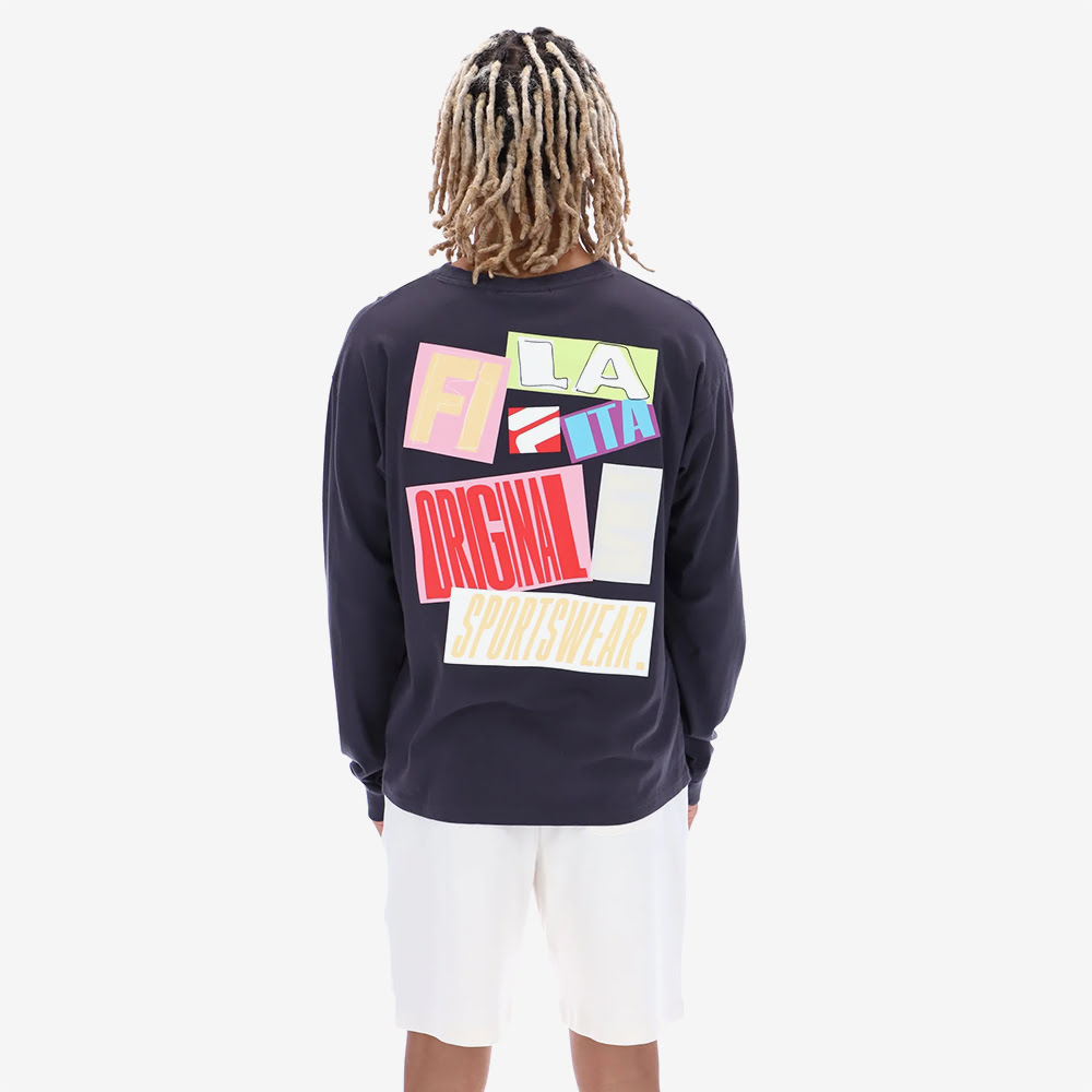 Dylan Graphic Long Sleeve T-Shirt, Navy#88887