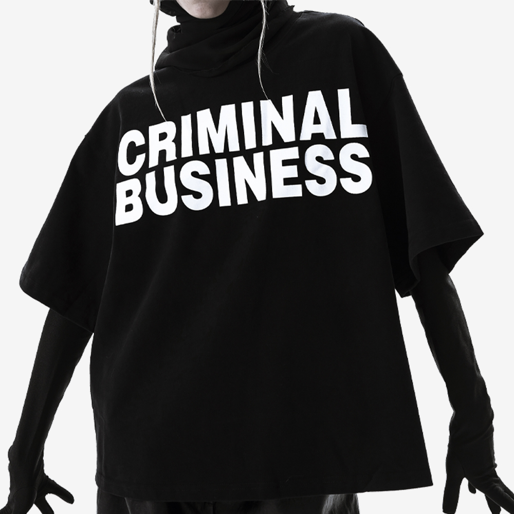 CRIMINAL BUSINESS Tee, Black/White#112971