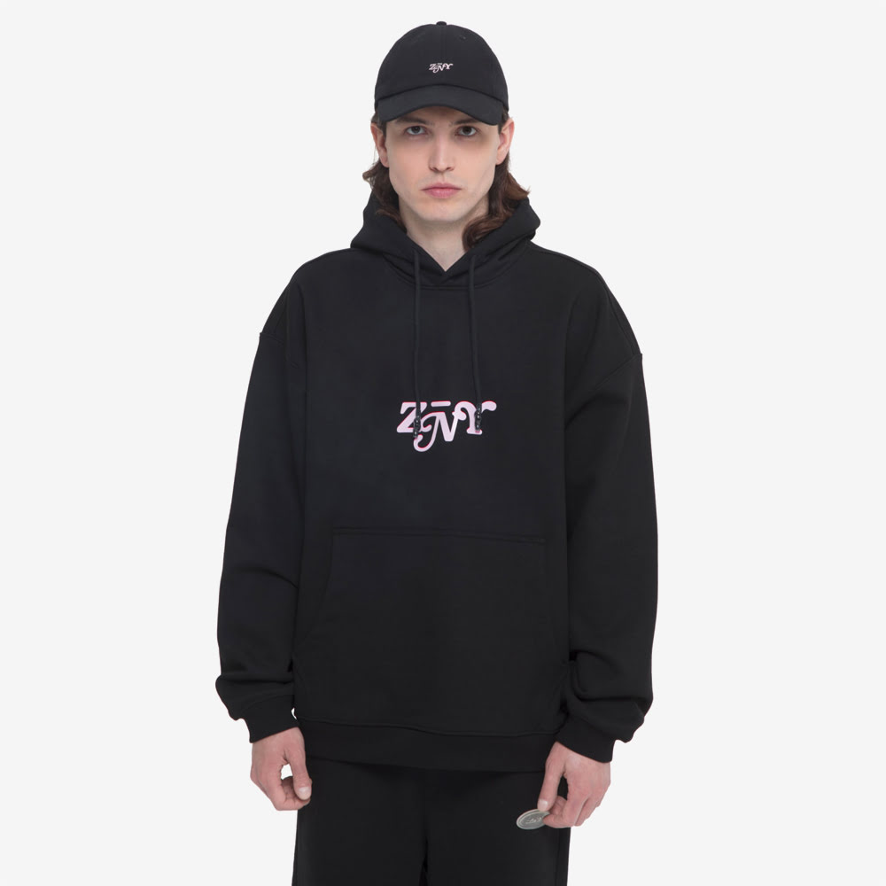 Pink Logo Hoodie, Black/Pink#88624