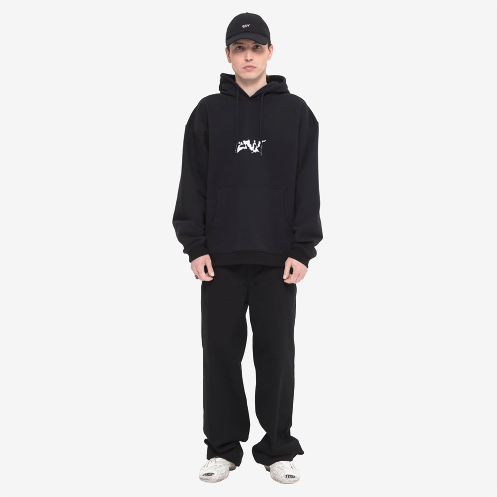 Stain Logo Hoodie, Black#88946