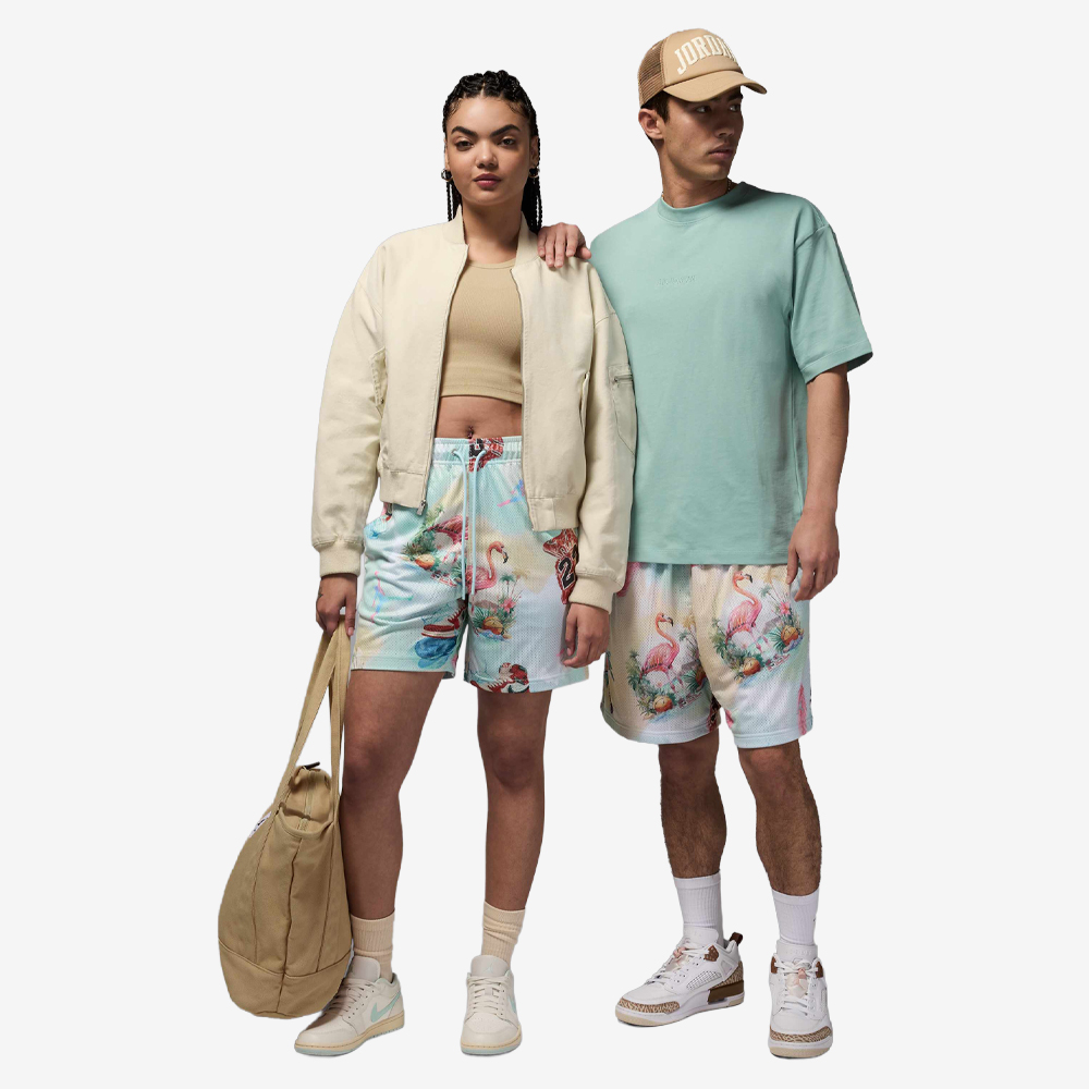 Essentials Printed Mesh Shorts, Sail/Glacier Blue#113462