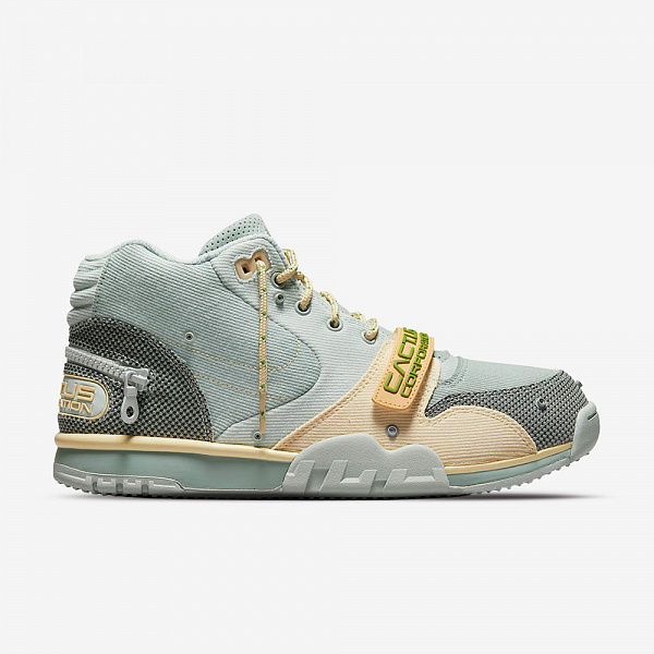 Air Trainer 1 x Travis Scott, Grey Haze/Olive Aura-Canvas