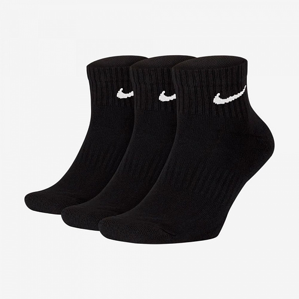 Everyday Cushioned Ankle Socks 3Pr, Black/White
