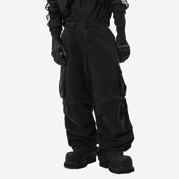 BLACK OPS Cargo Jeans, Black/White